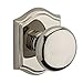 Baldwin HD.ROU.TAR Round Single Dummy Knob with Traditional Arch Rose, Polished Nickel