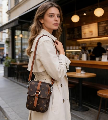 Image of myfriday Vintage Crossbody Phone Bag for Women, Small PU Leather Shoulder Purse and Handbag