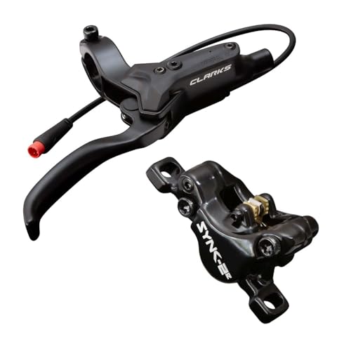 Spegnimento motore integrato Clarks Cycle Systems Sync-2E - Set freno a disco idraulico anteriore e posteriore per bici elettrica, con motore di spegnimento, inclusi rotori, supporti Olive, IS, 180/160 mm