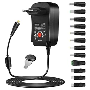 mizikuu Universal Netzteil, 30W AC auf DC Adapter Schaltnetzteil mit 5V 2.1A USB Port und DC Steckern Multi-Voltage Adapter für 3V bis 12V Haushaltselektronik und LED-Streifen, 2000mA max