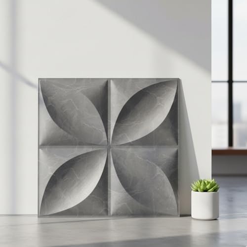 Image of Kayra Decor PVC Wall Panel Butterfly Design Gray Marble Color 19.7 inch x 19.7 inch (Pack of 40) - Covers 107.80 Sq. Ft.