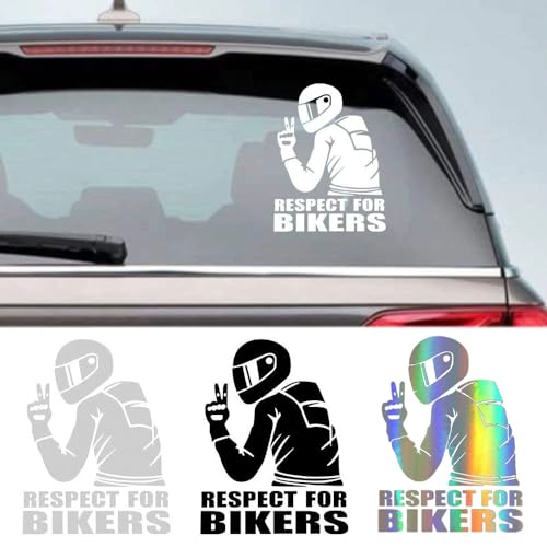 TILONKJ 3 Pezzi Adesivo Respect for Bikers, Adesivo per per auto e moto, Adesivo Divertente per Auto e Vetri, per Veicoli Raschietto in PlasticaTablet