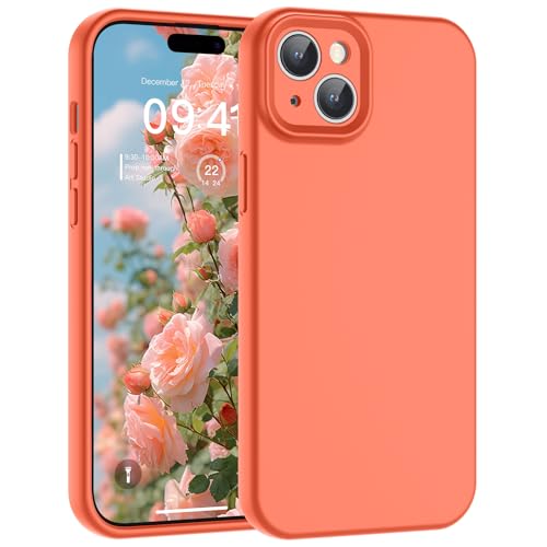Coque iPhone 14 Plus rose silicone liquide pour femme et fille