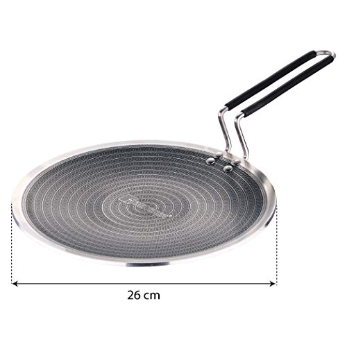 Image of BERGNER Hitech Prism Non-Stick Stainless Steel Concave Roti Tawa, 26 cm, Induction Base, Silver