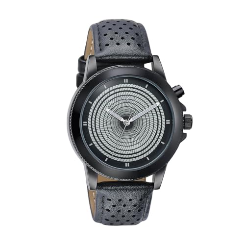 Image of Sonata Poze 8 EL Glow Watch Quartz Analog with Black+ EL Glow Dial Black PU Leather Strap Watch for Men - SP70111NL01W