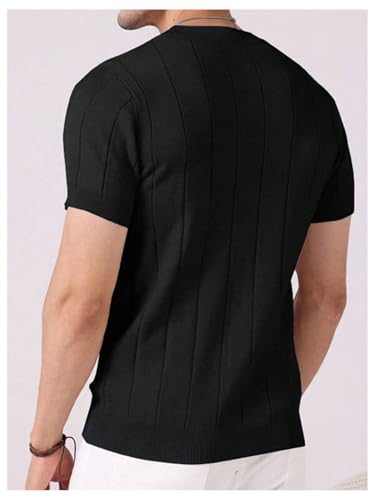 Men's Casual Short Sleeve Sweaters Short Sleeve Crew Neck Summer Knit Tops Streetwear3