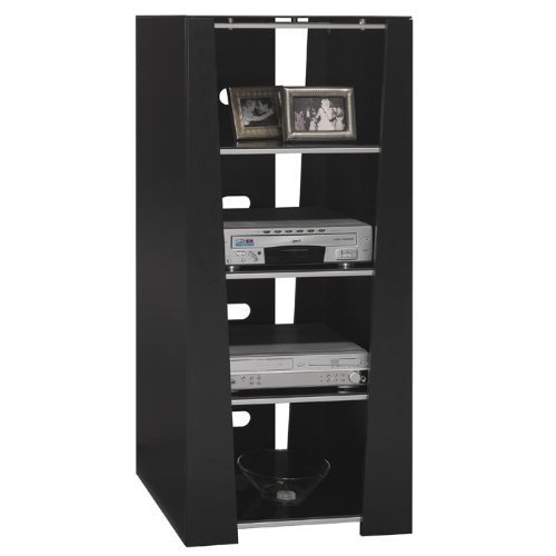 Bush Denali Black Entertainment Audio Tower Rack Cabinet by Bush Industries