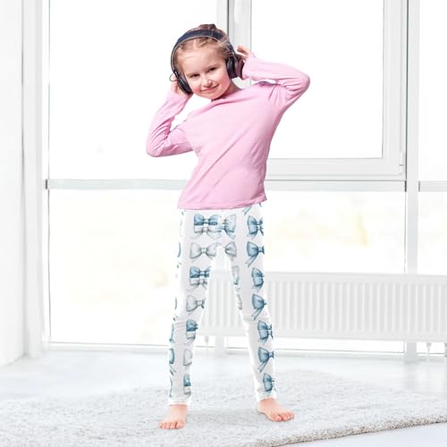 Boccsty Bows Ribbons Light Blue Girls Leggings Kids Yoga Pants Dance Active Tights 4T4
