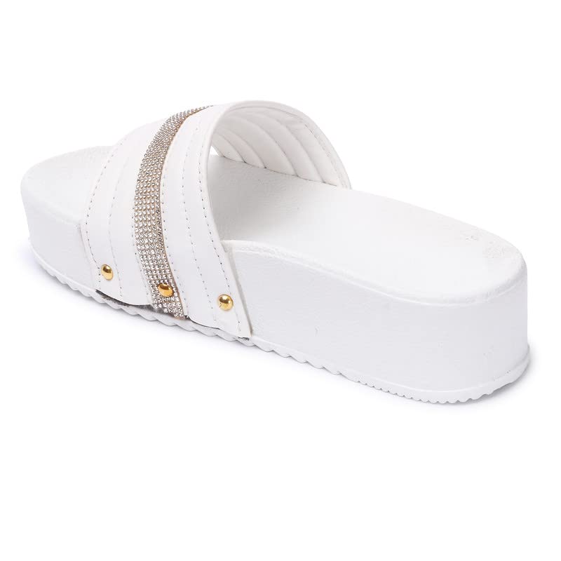 Image of Longwalk Women High Sole Sandal, Stone Chain Wedges for Girls
