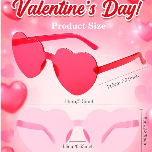 2 Pack Heart Sunglasses for Women Heart-Shaped Glasses Accessories Neon 80s Style Shades Trendy Heart Glasses3