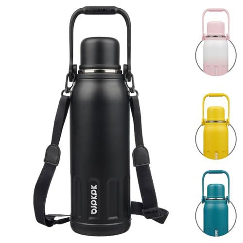 Image of BJPKPK Stainless Steel Insulated Bottle with Handle & Strap, 50oz