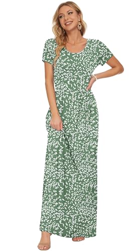 Image of AUSELILY Women's Classic Short Sleeve Loose Plain Casual Long Maxi Dresses for Women 2026