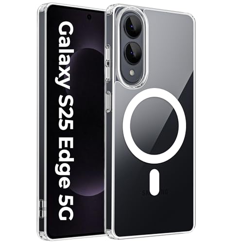 Image of A rtistque Clear Back Cover Case for Samsung Galaxy S25 Edge Compatible with Mag-Safe| Acrylic | Transparent Case for Samsung S25 Edge | Shockproof TPU | Stylish Protective Design - Transparent