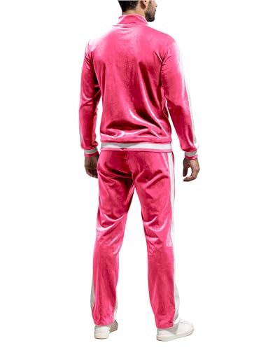 RPOVIG Velour Tracksuit Sweatsuit Velvet:Men's Jogging track suit 2 Pieces Set Zip Up Sweatshirts Jacket Pants With Pockets3
