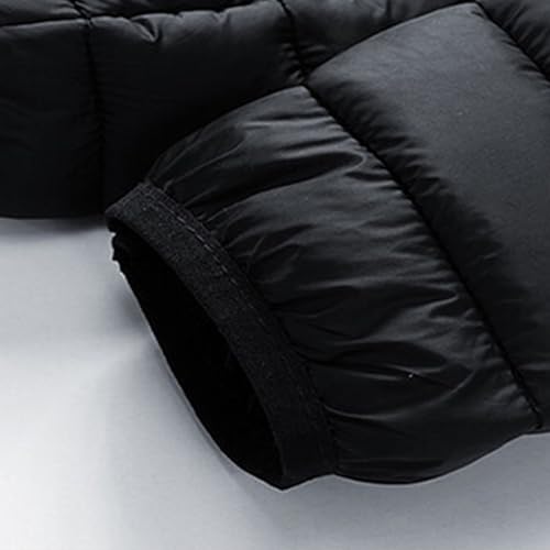 Men's Lightweight Down Jacket Insulated Water-Resistant Warm Winter Puffer Thicken Puffy Windbreaker Hooded Jackets, Black, 3XL - Image 3