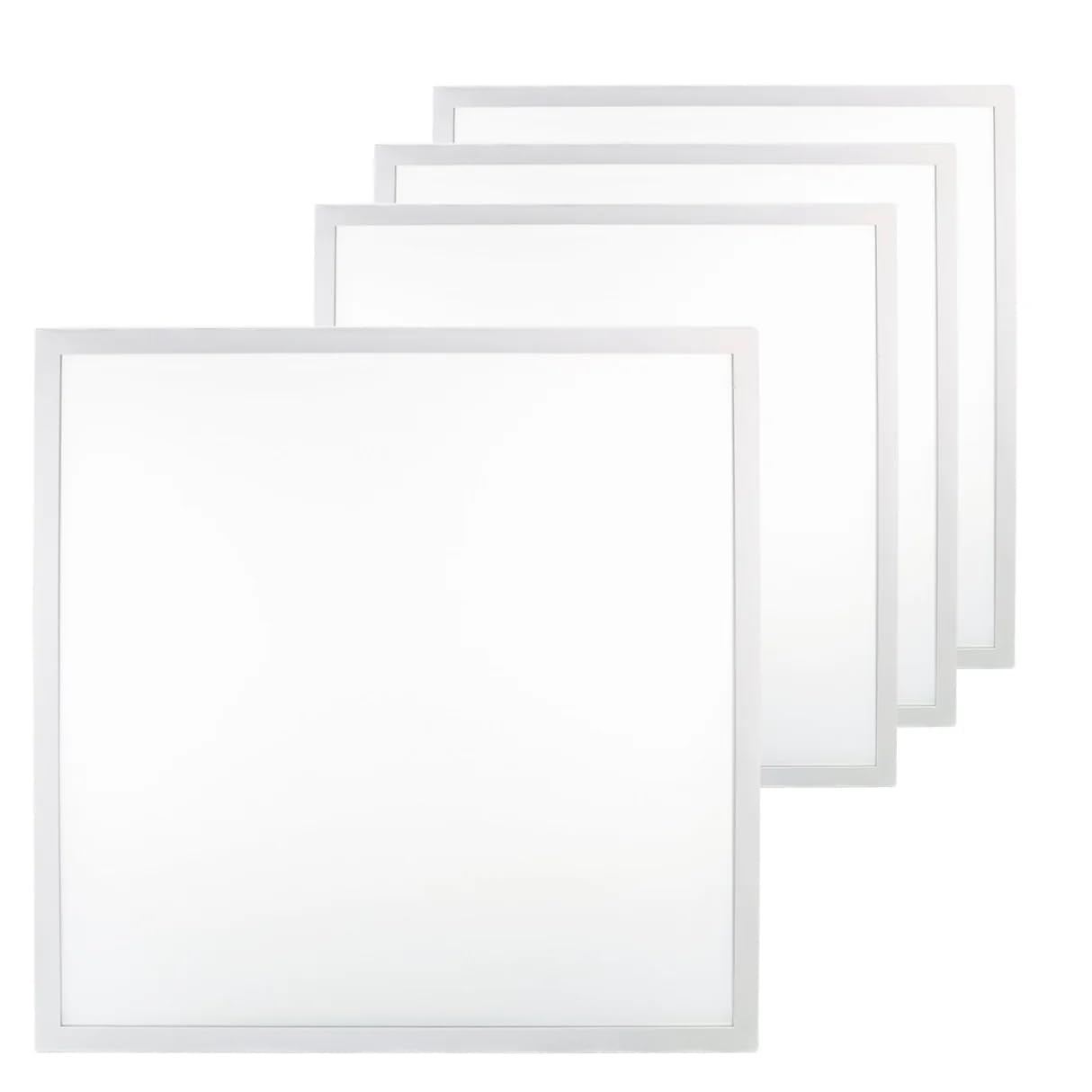 4x LED Panel 62x62 cm - 30W 4000K Neutralweiß 4500lm 150lm/w - flimmerfreie Einbauleuchte für Rasterdecke - LED Bürolampe Rasterleuchte Paneele - mit 230V Netzteil - 620x620x30mm
