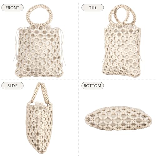 Bolso Tote de Cuentas de Madera Hecho a Mano para Mujer miniatura 6