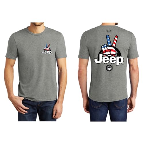 Jeep Wave T-Shirt for Men | Heather Grey Premium Cotton Tees (Heather Grey Large)