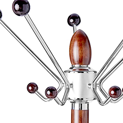 Cortesi Home Lava Coat Rack with Marble Base, Chrome/Dark Walnut - Thumbnail 2