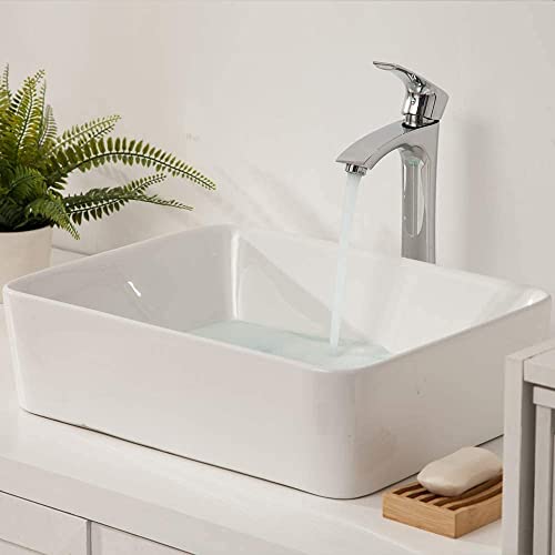 Vessel Sink Rectangular - Sarlai 19"X15" White Bathroom Sink Rectangle Above Counter Porcelain Ceramic Bathroom Vessel Vanity Sink Art Basin #TOP4