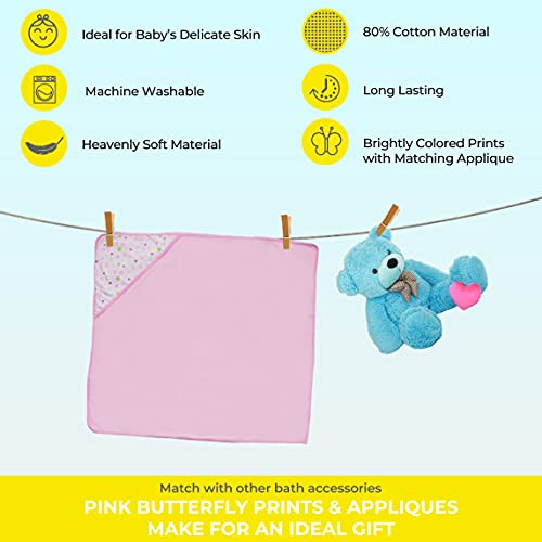 DELA DISCOUNT 41TVXF5WAnS Spasilk Bath Hooded Towels & Washcloths Set for Babies, 2 Hooded Terry Bath Towels & 2 Washcloths, Pink Butterfly  