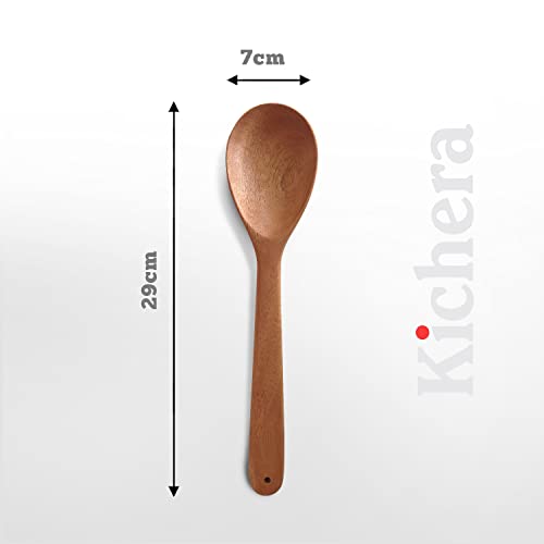 Image of Kichera Neem Wood Compact Ladle, Spatula, Flip Dosa /Roti /Chapati | Kitchen Tools | No Harmful Polish | Naturally Non-Stick | Handmade (Set of 5-1)