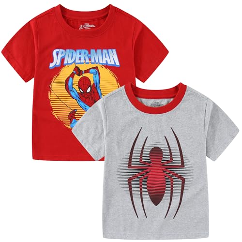 Marvel Spider-Man Boys 2 Pack Short Sleeve Shirts for Toddlers to Big Kids