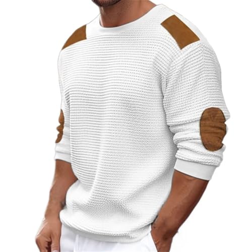 Men Patchwork Beach Vacation Knit Sweater Slim Long Sleeve O-Neck Patchwork Wool Sweaters3