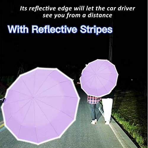 Image of BAODINI Windproof Compact Rain Umbrella for Travel 42 /46 Inch Premium Fabric Auto Open Perfect for Purse and Backpack Portable Umbrella for Women and Men