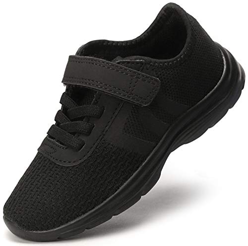 EvinTer Toddler Shoes Little Kid Boys Girls Running Sports Sneakers Black