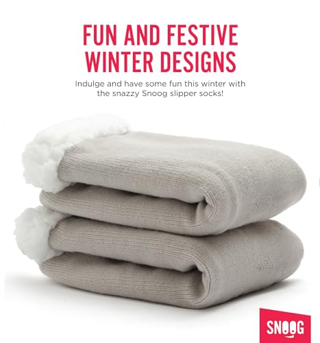 Image of SNOOG Fleece Lined Cozy Slipper Socks with Grippers - Non Slip Fuzzy Cabin Socks
