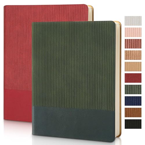 Image of Lined Journal Notebook for Work College Ruled Note Book 7.2 inchx9.6 inch B5 PU Leather Daily Journaling 160 Pages for Women Men Writing Home School Supplies Business (B5 Lined 160pages, 2 Pack-Red /Darkgreen)
