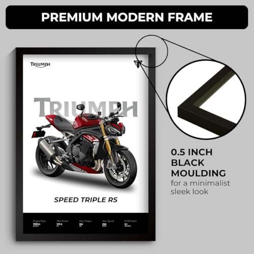 Image of Triumph Speed Triple RS Poster | Superbike Triumph Framed Poster | Framed Matt Superbike | Bike Posters A3 Size (31 x 23 cm) | Speed Triple RS Bikes Posters for Wall, Home, Bedroom, Living room decoration (F 030)