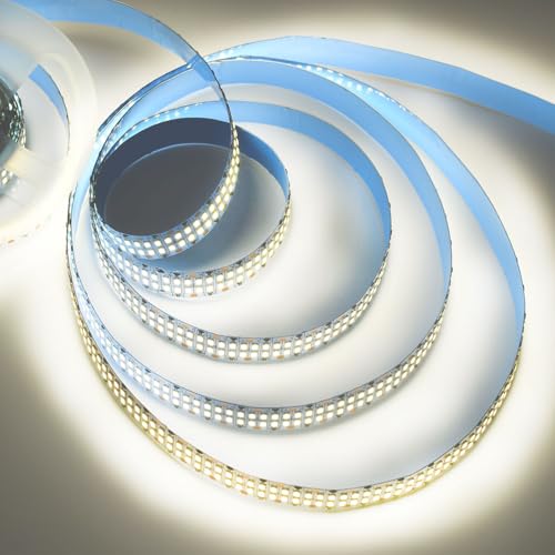 Image of SUYOOULIN LED Strip Lights, 16.4ft Dimmable DC 12V SMD 2835 Double Rows 2400 LEDs 52000LM Super Bright LED Ribbon Strip, Non-Waterproof IP21 for Home Party Decoration (Neutral White 4500K)