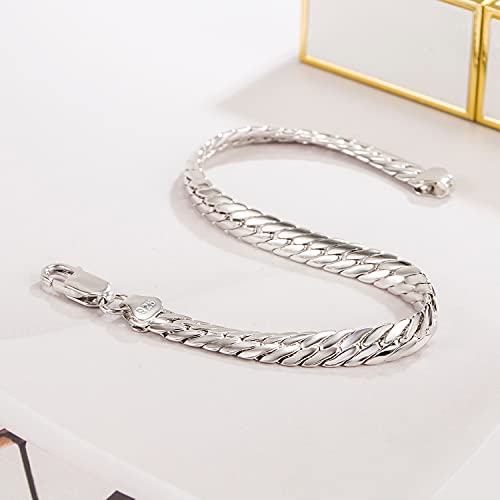 Pulsera de plata 925 estilo cadena serpiente 7 pulgadas miniatura 3