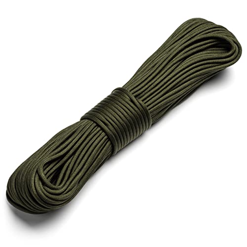 Texas Bushcraft Firecraft Cord – Utility Paracord Survival Rope, Parachute Cord for Survival Gear – 3 Extra Strands for Emergency Preparedness Fishing, Sewing and Tinder (Army Green, 25 ft)