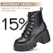 FITORY Women’s Combat Boots Lightweight Lace up Side Zipper Ankle Botas High Heel Chunky Platform Lug Sole Booties Black Size 8.5