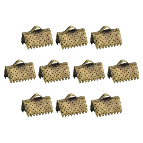 QUARKZMAN 280Pcs Embouts Sertissage Ruban, 10mm Embouts Pincement pour Marque-Pages, Fermoirs d'Extrémité Cordon pour la Fabrication Bracelets Colliers...
