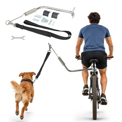 ZUKKA Hunde Biker Set, Fahrradleine Hund Fahrradleine Fahrradstange Trainingsleine mit verstellbarem Gurt-Schnellverschlussstift für Training, Radfahren und Outdoor