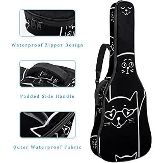 Housse de transport rembourrée en tissu Oxford imperméable avec bandoulière réglable Motif chats noirs et blancs - Les Beatles, Paul McCartney, John Lennon, RIngo Starr, George Harrison Housse de transport rembourrée en tissu Oxford imperméable avec bandoulière réglable Motif chats noirs et blancs – Image 4
