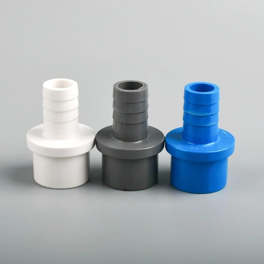 4 conectores de manguera de PVC resistentes para riego de jardín, elegantes plateados, blancos y azules, OD 20/25/32 mm (azul, 32 mm x 16 mm)