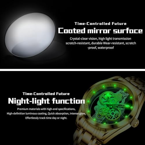Image of OLEVS Mens Watch Luxury Skeleton Stainless Steel Fashion Wrist Watch Business Dress Analog Date Waterproof Luminous Gift Watch for Male