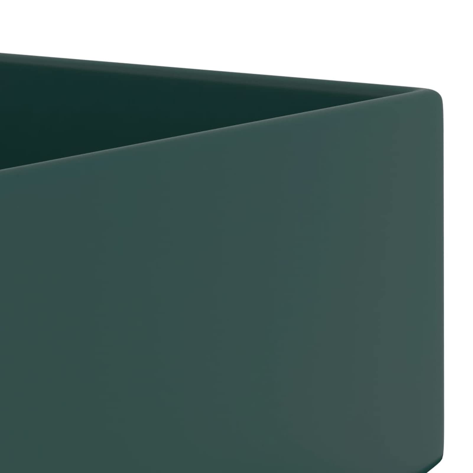 Homgoday Fregadero de baño con desbordamiento de cerámica, color verde oscuro, lavabo de encimera, fregadero para lavabo, lavabo para lavabo, lavabo de baño para guardarropa pequeño, accesorios de