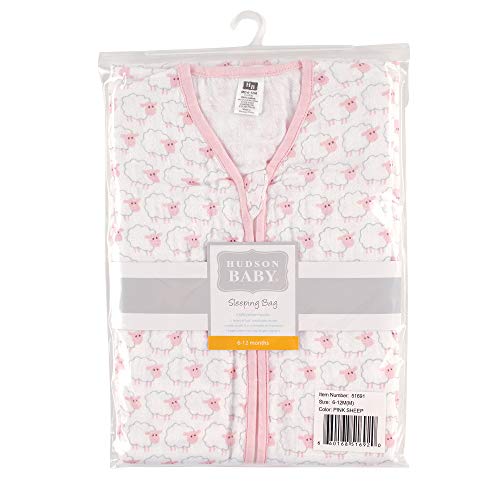 Image of Hudson Baby Unisex Baby Muslin Cotton Sleeveless Wearable Sleeping Bag, Sack, Blanket, Pink Sheep, 6-12 Months