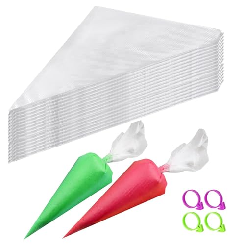 Mangas Pasteleras Desechables, 100pcs Bolsas de Pastelería Mangas, DIY Decoración de Pasteles Herramientas para Fondant Decoración (30 x 20 cm)