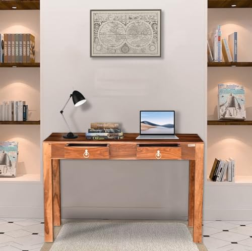 Image of Sheesham Wood Writing Computer & Study Table for Home and Office Furniture (Warm Chestnut) (Study Table 1)