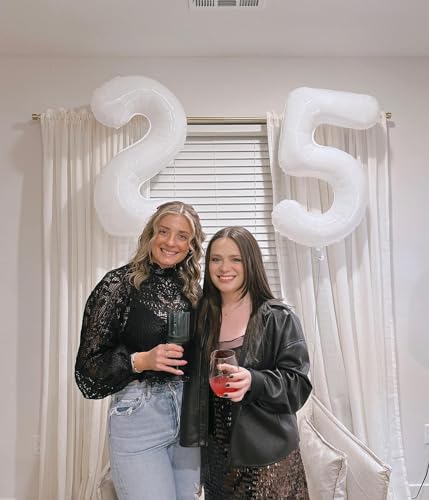 Image of White 7 Balloon, Translucent Number Balloons 40 Inch, 7th Birthday Decorations, White Party Decoration for Women Men, Number 7 Balloon