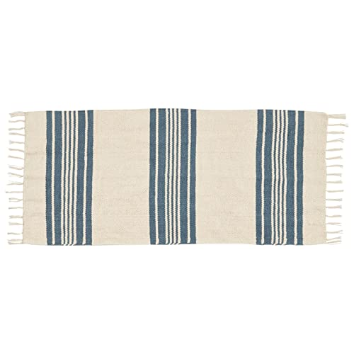 Blue Woven Striped Runner Rug With Tassels For Hallway, Entryway, Kitchen, Bedroom, Bathroom (2.3 X 5 Feet) #TOP13