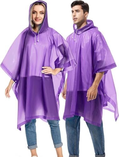 Image of Pivalo EVA Raincoat Poncho 70 GSM with Adjustable Hood Full Sleeves Knee Length Unisex Universal Size waterproof Reusable Outdoor Rainwear for Bike Riders Men and Women (Pack of 1, Purple)