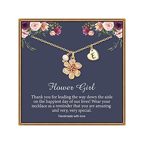 Ieflife Flower Girl Gifts, 14K Gold Plated Heart Initial E Necklace Flower Girl Proposal Dainty Flower Girl Letter Necklace Flower Girl Gifts From Bride #TOP12